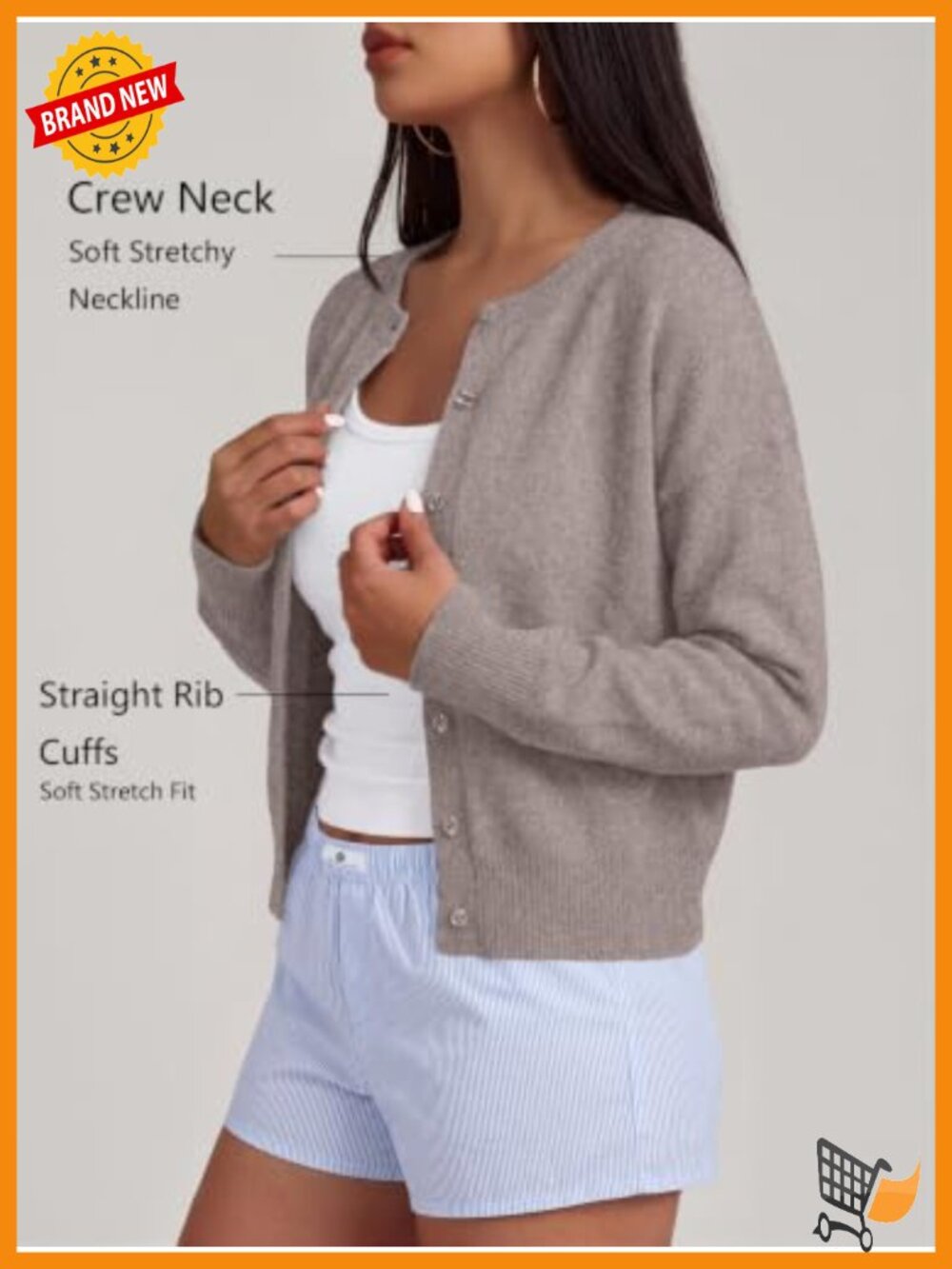 Lightweight Knit Button-Down Cardigan Open-Front Layering Piece for Fall Spring - Picture 2 of 6